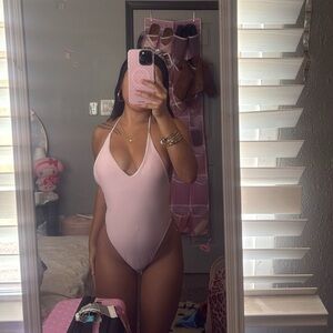 Pink Halter One-Piece Swimsuit